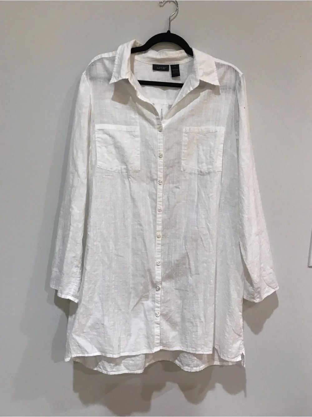 Apt. 9 White Long-Sleeve 100% Cotton Button Tunic